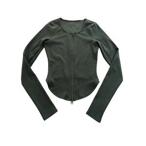 NWOT ALO Yoga Ribbed Stardust Jacket in Dark Cactus Green
